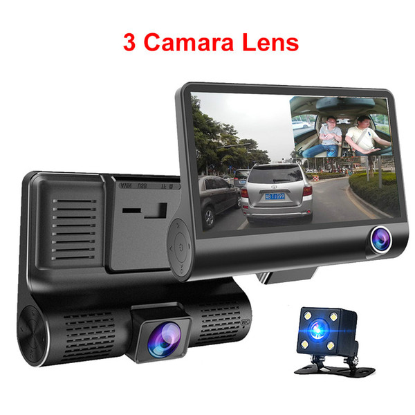 Car DVR 3 Cameras Lens 4.0 Inch Dash Camera Dual Lens With Rearview Camera Video Recorder Auto Registrator Dvrs Dash Cam