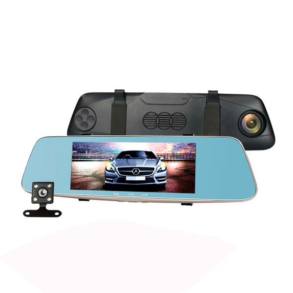 7 Inch Touch Screen Car DVR Dual Lens Camera Rearview Mirror Video Recorder Dash Cam Auto Camera Portable Recorder