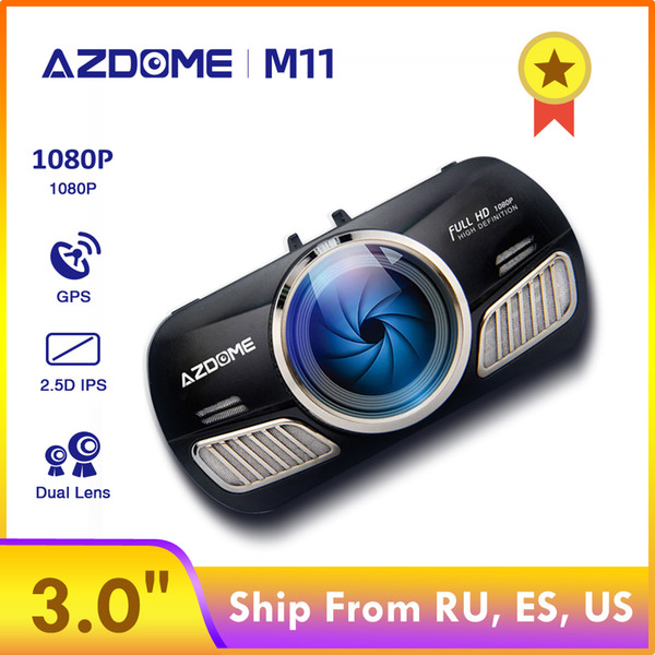 AZDOME M11 Dash Cam 3 inch 2.5D IPS Screen Full HD1080P Car Camera DVR Dual Lens Night Vision 24H Parking Monitor Dashcam GPS car dvr