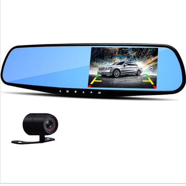 Hot 4.3 Inch Car DVR Rearview Mirror DVR Camera Dual Lens Full HD 1080P Video Registrator Recorder Dash Cam Auto Driving Date Recorder