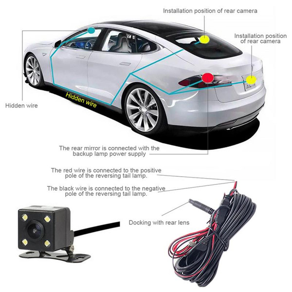 Three-lens Driving Recorder Hidden Front And Rear 3 Way 4 Inch Car Inside And Outside Video Reversing Image HD 1080P car dvr