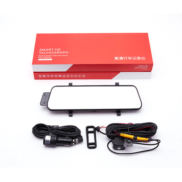 New streaming media car dvr HD rear view mirror 10 inch full screen car front and rear dual lens