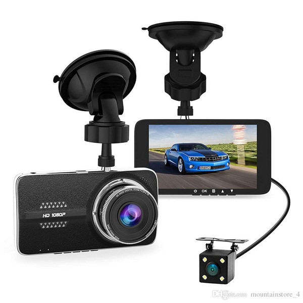 Dual Lens Car DVR Dash Cam NTK96658 Video Recorder 4.0inch IPS Full HD 1080P 30fps H.264 G-sensor Two Cameras