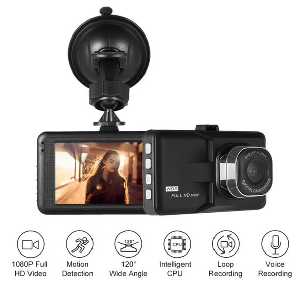 KKMOON 3 in Dash Camera Car DVR Dash Cam Video Recorder LCD FHD 1080P Camcorder Night Vision / Motion Detection / Loop Recording