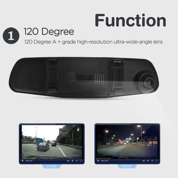 2016 Fashion Full HD 1080P Rearview Mirror car dvr Cameras Dual Camera 4.3