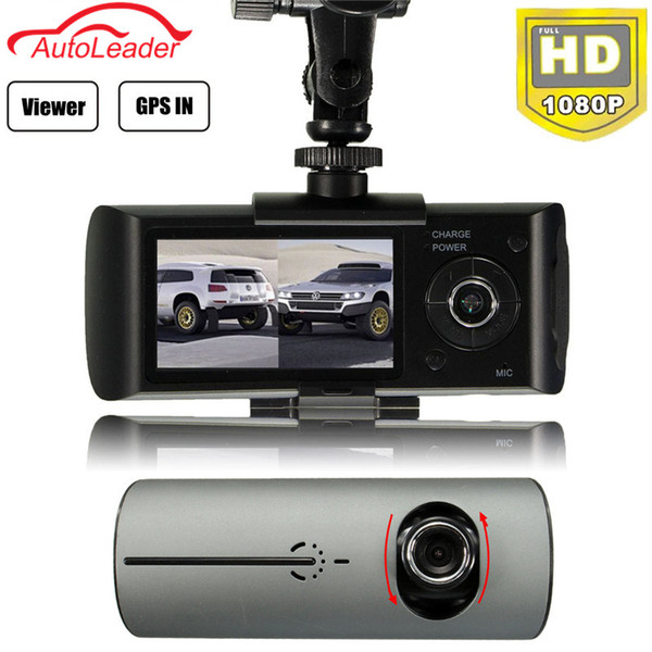 Freeshipping 2.7'' Dual Lens Car DVR Dash Camera with GPS G-Sensor Camcorder 140 Degree Wide Angle Cam Video Digital Recorder