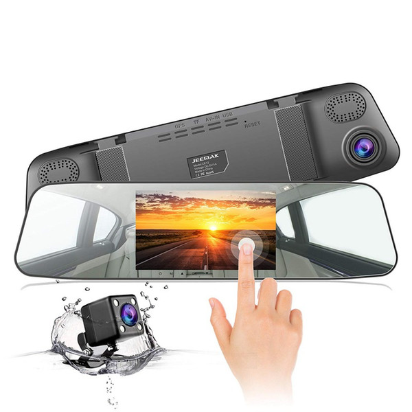 Car Dash Cam Angle 170 Wide View Rear Screen 4.3 1080P Touch Cam Mirror Dash with 