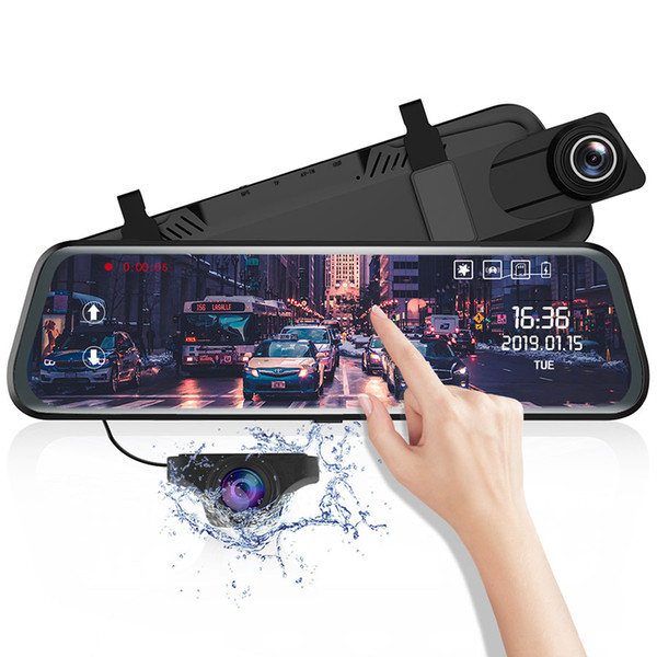 10 inch Touch Screen Car DVR Stream Media Rear View Mirror Dash Cam Full HD 1080P Car Camera Dual Lens Video Recorder