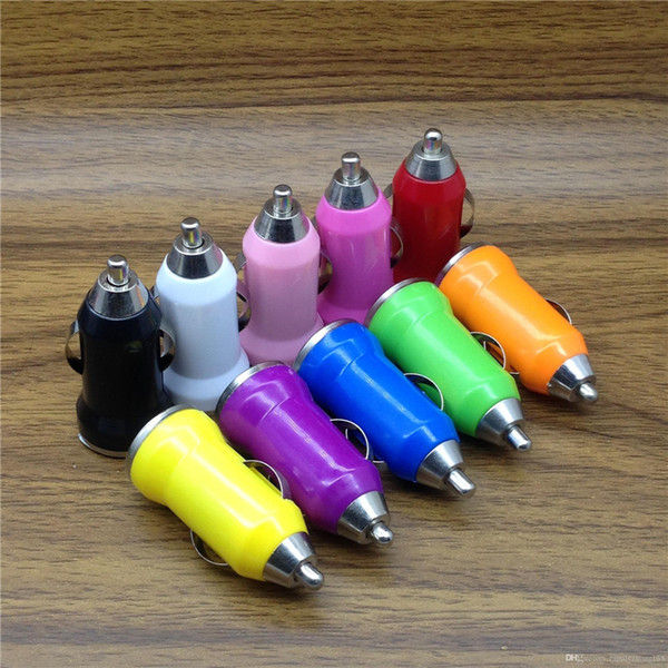 Universal Mini USB Car Charger Bullet Portable Charger Adapter For Smart Mobile Cell Phone 5V 1A Colorful PDA MP3 MP4