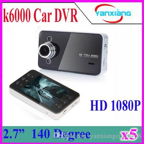 5PCS 2.7'' LCD K6000 Car Camera Car DVR Full HD 1080P Vehicle Camera LED Night Vision Video Recorder Car camera recorder YX-DV-03