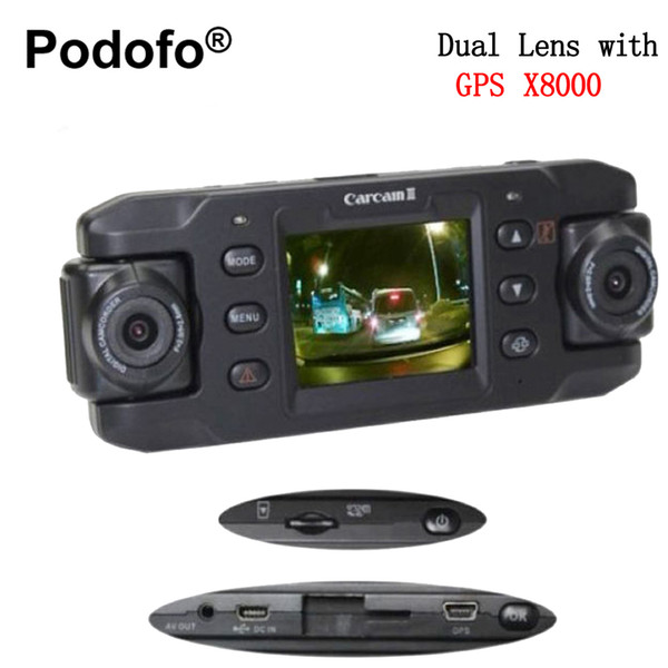 Podofo Dual Lens Dash Cam Auto DVRs Car DVR with GPS X8000 Camera Recorder Video Camcorder Full HD 1080P Registrator Blackbox