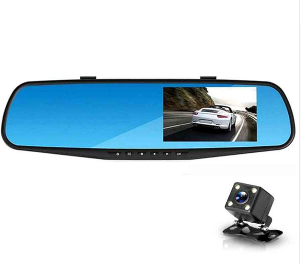 Full HD 1080P Car Dvr Camera Auto 4.3 Inch Rearview Mirror Digital Video Recorder Dual Lens Registratory Camcorder Free Shipping