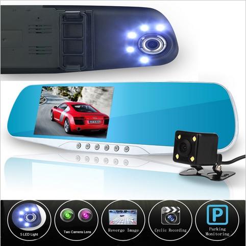 dual lens car camera rearview mirror auto dvrs car dvr recorder video registrator full hd1080p night vision dash cam camcorder