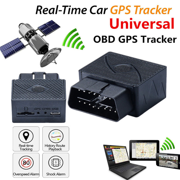 ODB II GPS Tracker Vehicle Realtime Free Installation GPS Tracking GSM Locator Alarm Mini Device Over-speed Alarm 5m Accuracy