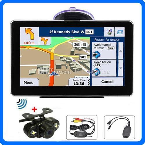 5 inch Car GPS Navigator Bluetooth FM CPU 800MHZ 8GB 3D IGO Maps AVIN LEDS IR Wireless Rearview Camera GPS Navigation