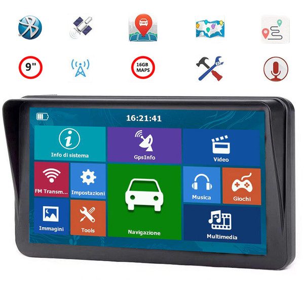 9 Inch Truck GPS Navigator With Sunshade Shield Auto Car Sat Nav FM Bluetooth AVIN Navigation Built-in 8G Maps+32GB Micro SD Cars