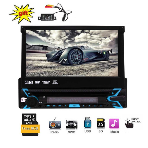Single Din Car Stereo With 7 Inch Digital HD Touch Screen In Dash Radio Receiver Support Bluetooth USB/SD Detachable Front Panel GPS