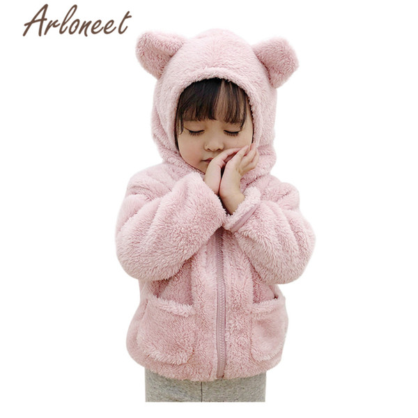 ARLONEET Baby Coat Boy Girls Warm Winter Thick Coat Loose Zipper Jacket Pockets Hooded Outerwear Baby Cotton Girls Jacket GPS