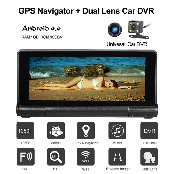 7 inch Car GPS Navigation With Car DVR 1080P Camera Dash Cam Recorder Android System Bluetooth Wifi FM 16GB US EU AU Map