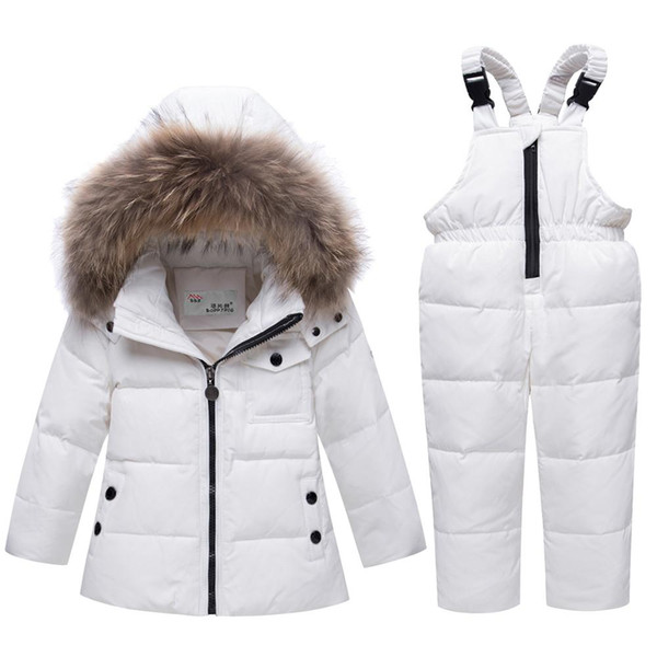 2pcs Set Winter Baby Clothing Sets Snow Suit Jackets + Jumpsuit Baby Boy Girls Hooded Down Coats Toddler New Year Clothing Set GPS