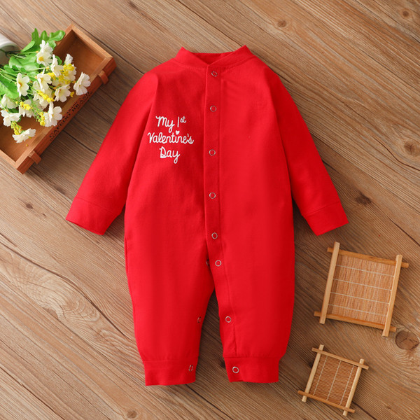 0-24M Baby Boys Girls Bodysuit Infant Baby Lettre Printed Button Romper Newborn Boy Girls Valentines Jumpsuit Clothes #LR2 GPS