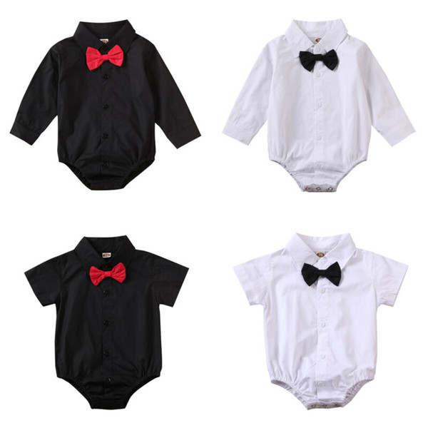 Infant Newborn Baby Boys Outfits Jumpsuit Bowknot Solid Single Breasted Gentleman Bodysuit Clothes New GPS