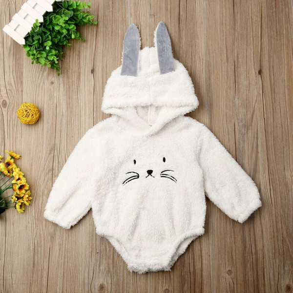 New Winter Fashion Newborn Infant Baby Girl Boy Fuzzy Cat Hooded Rompers Jumpsuit Outerwear Outfits 0-24Months GPS