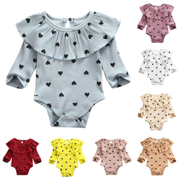 0-24M Newborn Infant Baby Boy Girls Bodysuit Print Ruffles Long Sleeve Autumn Jumpsuit Clothes Outfits GPS