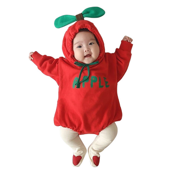 Winter Baby Girls Boys Cute Romper Newborn Girls Boys Cartoon Leaf Hooded Rompers Baby Kids Thick Warm Bodysuit Clothes #LR2 GPS