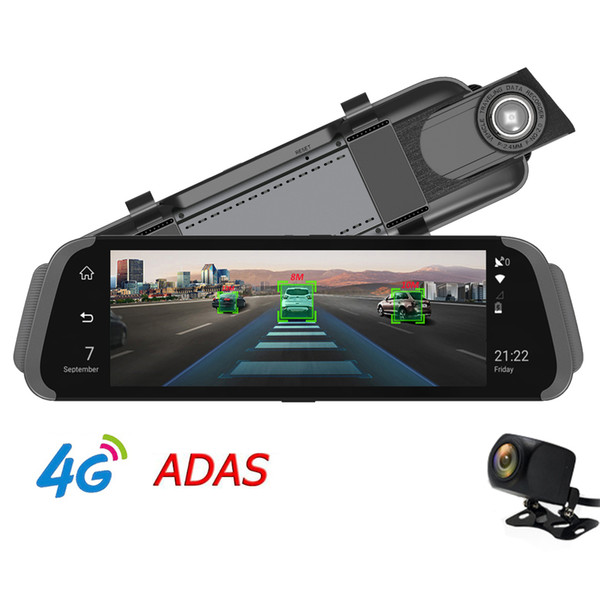 10 inch IPS Full Mirror ADAS Car DVR Camera G-sensor RearView Mirror Android GPS Navigator FHD 1080P Dual Lens Video Recorder