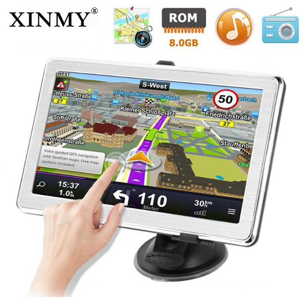 XINMY 7 inch HD Car GPS Navigation FM Bluetooth AVIN SDRAM 256MB 8GB Latest Europe Map Automobile Sat NAV Truck GPS Navigators