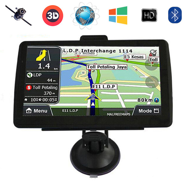 7 inch Car GPS Navigator Touch Screen 800*480 Truck Navi Bluetooth AVIN GPS MP4 FM 800MHZ RAM128MB 8GB 3D Maps