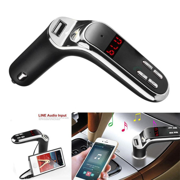 2018 Car charger 5V/2.5A Bluetooth Car Kit Handsfree FM Transmitter Radio MP3 Player USB Chargers AUX for iPhone 7 for Samsung S8