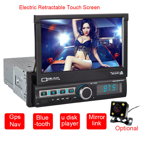 Car Radio 1 Din Mp5 Player Electric Retractable Touch Screen Multimidia Autoradio Stereo Support Bluetooth Rear View Camera GPS