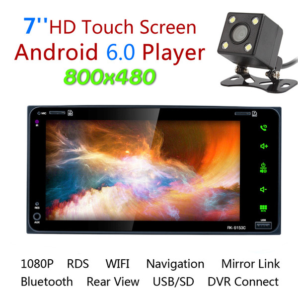 7 Inch RDS Android GPS Navigation Bluetooth Car Stereo Video Player Radio Touch Screen Support Mirror Link + Rearview Camera for Toyota Camr