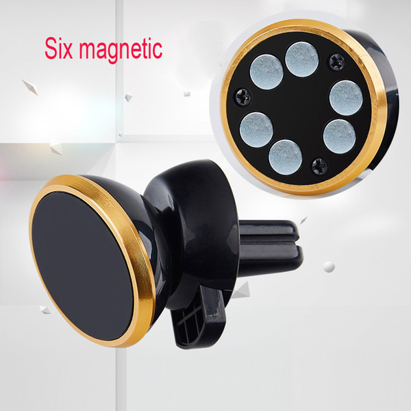 New 6 magnet Universal Rotating Magnetic Car Air Vent Mount Mobile Phone magnet Holder Stand Bracket For Mobile Phones