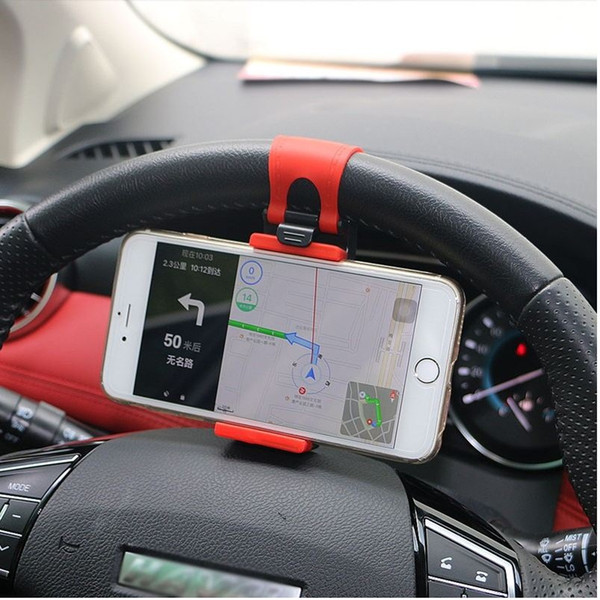 Universal Car Steering Wheel Clip Mount Holder for iPhone 8 7 7Plus 6 6s Samsung Xiaomi Huawei Mobile Phone GPS (Retail)