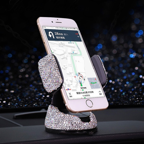 Bling Bling Car Dashboard Mobile Phone Bracket Suction Holder w/ Crystals M Design Vent Air Outlet GPS Stand for iPhone Sumsang