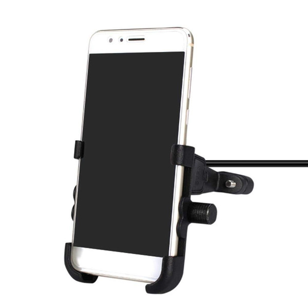 Motorcycle rechargeable aluminum alloy phone holder 2A Powerful Anti Falling bracket car