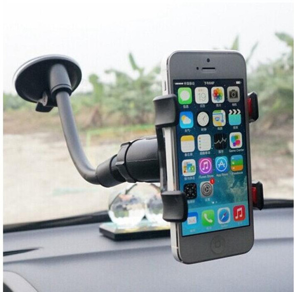 100pcs/CTN Dual Clip Car Mount Holder 360 degree Car Windshield Mount Cell Phone Stander Suction Cup For GPS Mobile Phone iPHone