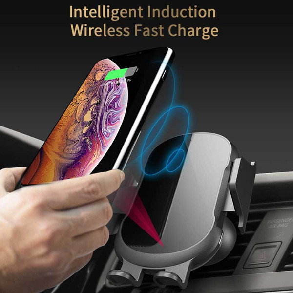 Luxury Newest Infrared Sensor 10w Fast Wireless Charger for IPhone Xs XR Samsung Galaxy S9 Note9 Holder Car Accessories Xmas Gifts