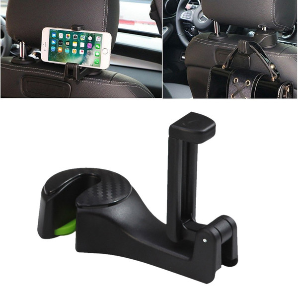 2 in 1 headrest hook & phone holder Auto Car Headrest Seat Back Hook Hanger Cell Phone Holder Stand Clip Tool 2019