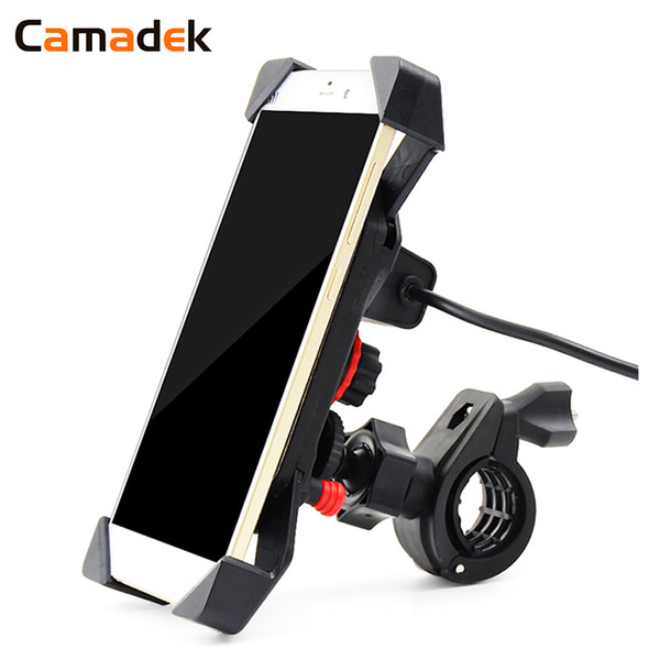 Universal Bicycle Motorcycle Mobile Phone Mount Holder Bracket 360Degree Rotatable with 5V 2.1A USB Charger for 4.7-6 Inch Phone car