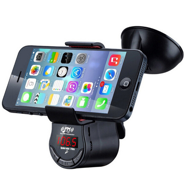 FM09 Multi function Handsfree Car Kit FM Transmitter MP3 Audio Player with Car Suction Holder Mount for Mobile Phone GPS