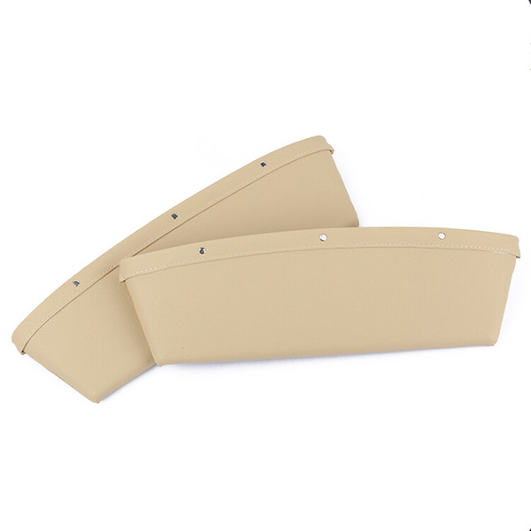 2pcs Car Seat Gap Filler Organizer Drop Catcher Pocket Between Seat and Console (Beige)