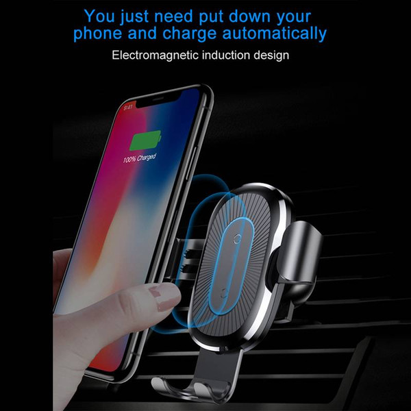 10W QI Wireless Car Chargers Air Vent Phone Holder GPS Mount Stand for Smartphones iPhone X 8 Samsung Note8 S8