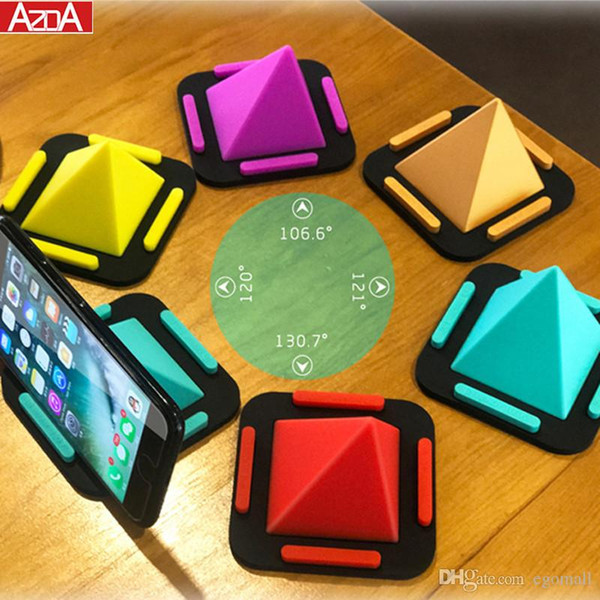 4 Angles Mutifunction Mobile Phone Holders Stands Pyramid Shape Silicone Phone Holder for Car Navigation Desktop Office Home