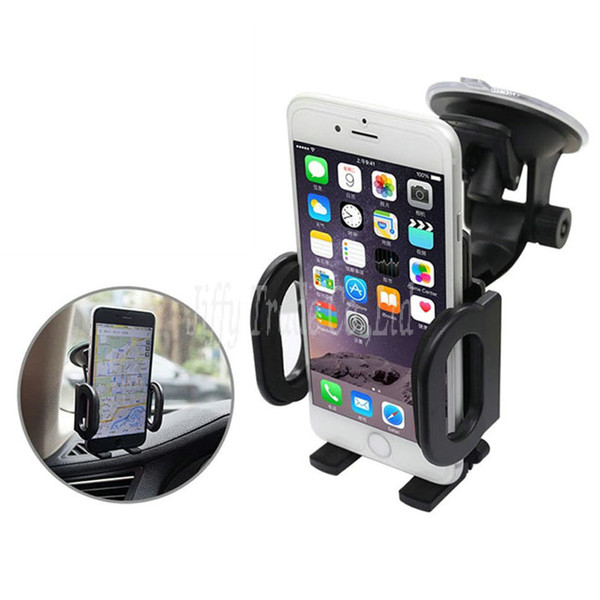 Car Phone Mount Holder, Windshield / Dashboard Universal Car Mobile Phone cradle for iOS / Android Smartphone and More