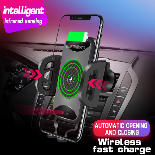 Car Phone Holder Mount Qi Wireless Fast Charger Charging Automatic Infrared Sensor Fit For iPhone X 8 Plus Samsung S9 S8 Note 8