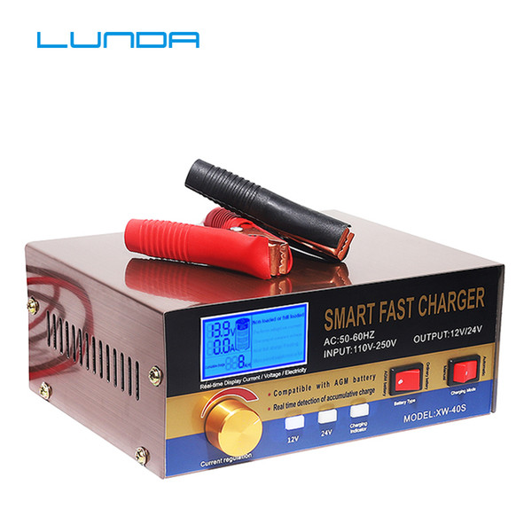 AGM Start-stop Car Battery Charger, 400W Intelligent Pulse Repair Lead acid Battery Charger 12V 24V Truck Motorcycle Charger